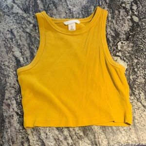H&M Mustard Ribbed Cropped Tank Top